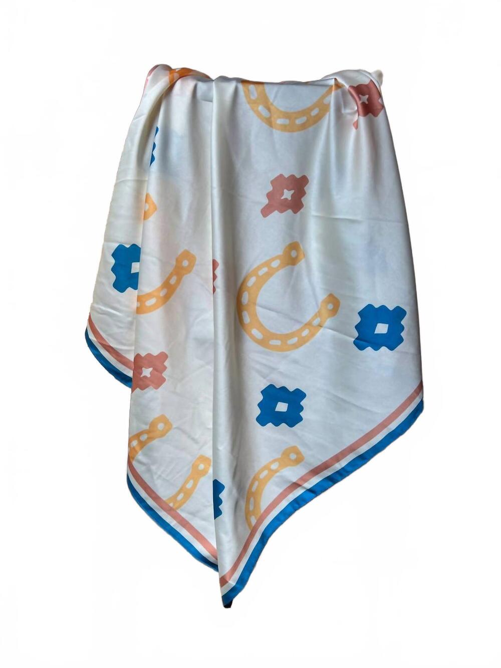 NEW ROWDY CROWD women's lucky horseshoe western wild rag scarf in multicolor